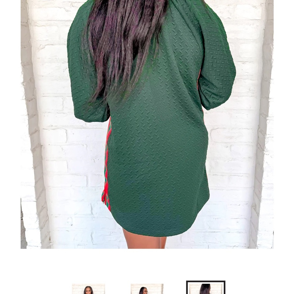 ENTRO Boutique Shift Tunic Mini Dress Textured Knit Christmas Holiday Medium - Picture 5 of 11